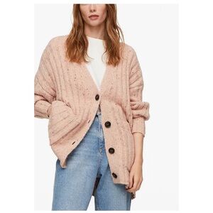 Mango Oversized Knit Cardigan M Pink